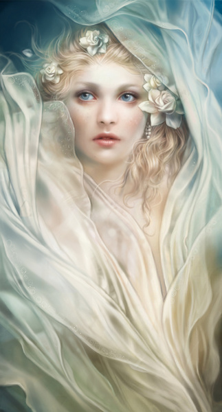 ANNA DITTMANN 少女与花 唯美插画欣赏 花 肖像插画 水彩 手绘 少女 唯美 