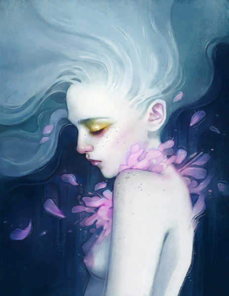 ANNA DITTMANN 少女与花 唯美插画欣赏 花 肖像插画 水彩 手绘 少女 唯美 