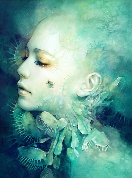 ANNA DITTMANN 少女与花 唯美插画欣赏 花 肖像插画 水彩 手绘 少女 唯美 